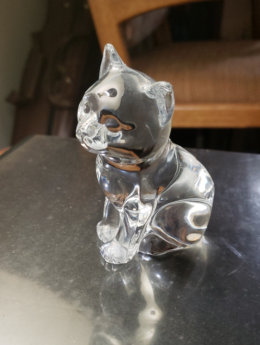 Clear Glass Cat Figurine - Decorative Pets Cat